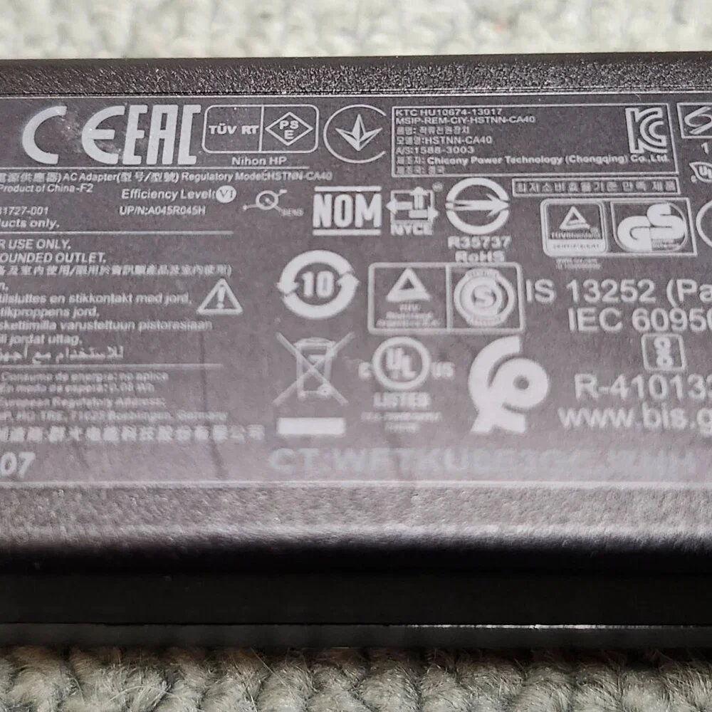 HP OEM 45W/19.5V Laptop Charger w/ Smart Blue Tip Adapter